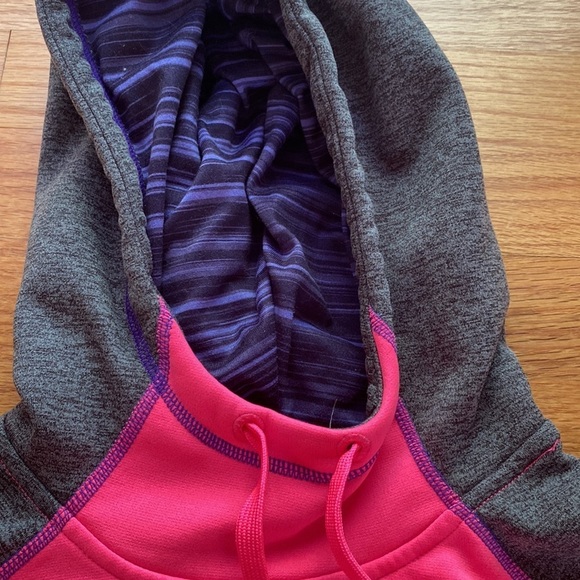 Nike Thermafit Womens Pullover‎ Hooded Sweatshirt Hoodie Hoody Pink Gray - Picture 3 of 9